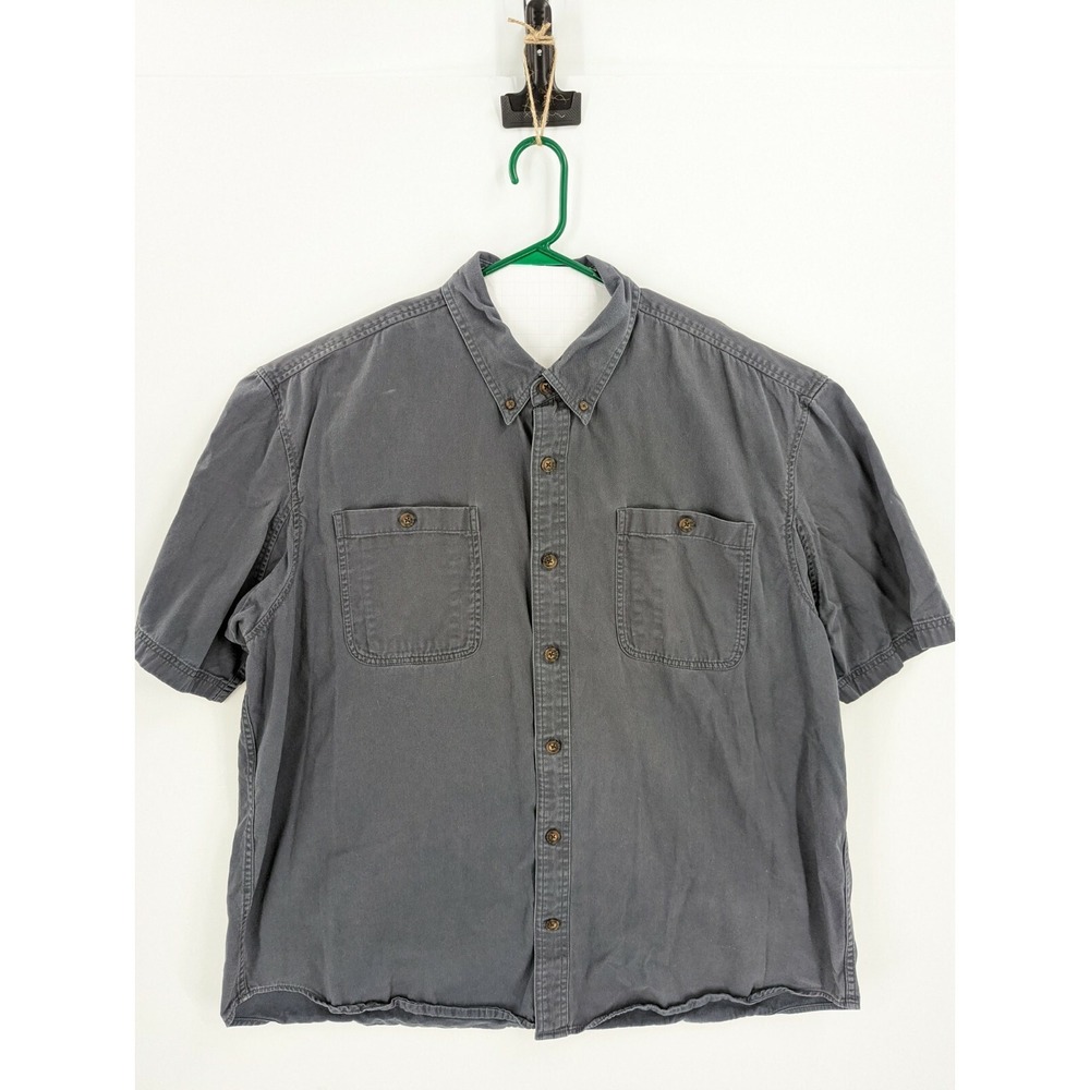 Men's Duluth Trading Co. Navy Blue Canvas Short Sleeve Rugged Work Shirt, 2XL